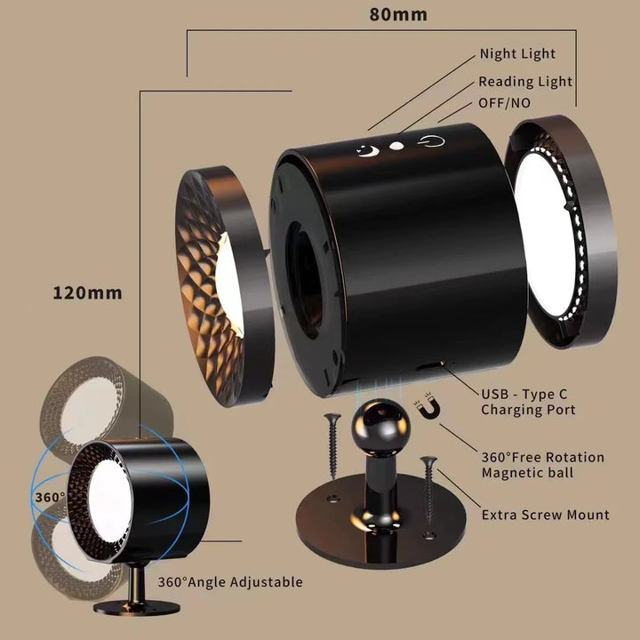 Double-Headed Magnetic Bedside Night Lamp for Eye Protection