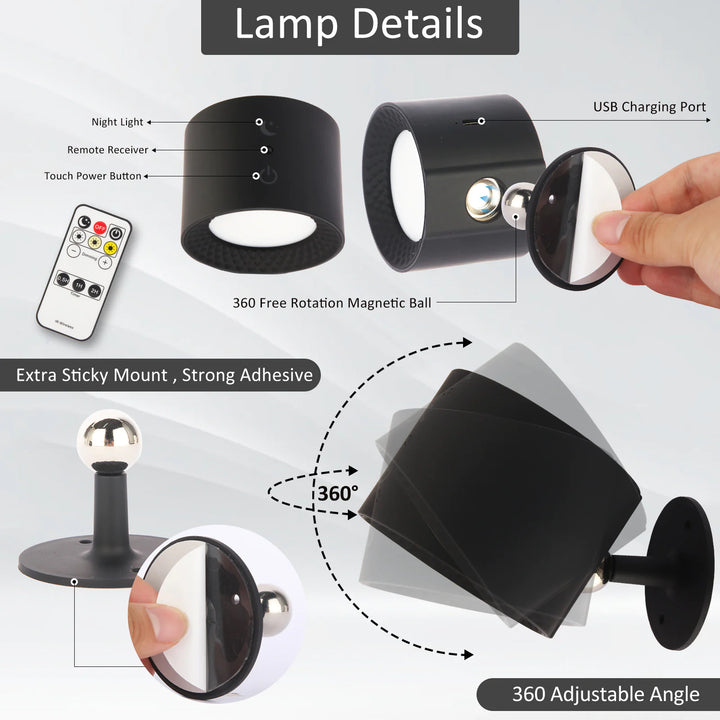 Double-Headed Magnetic Bedside Night Lamp for Eye Protection