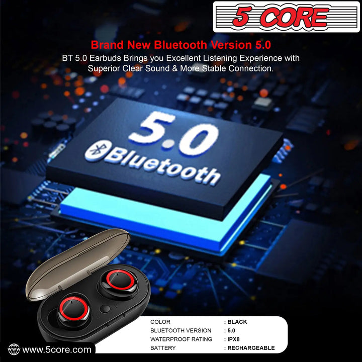 5 Core Wireless Ear Buds Mini Bluetooth Earbud Headphones