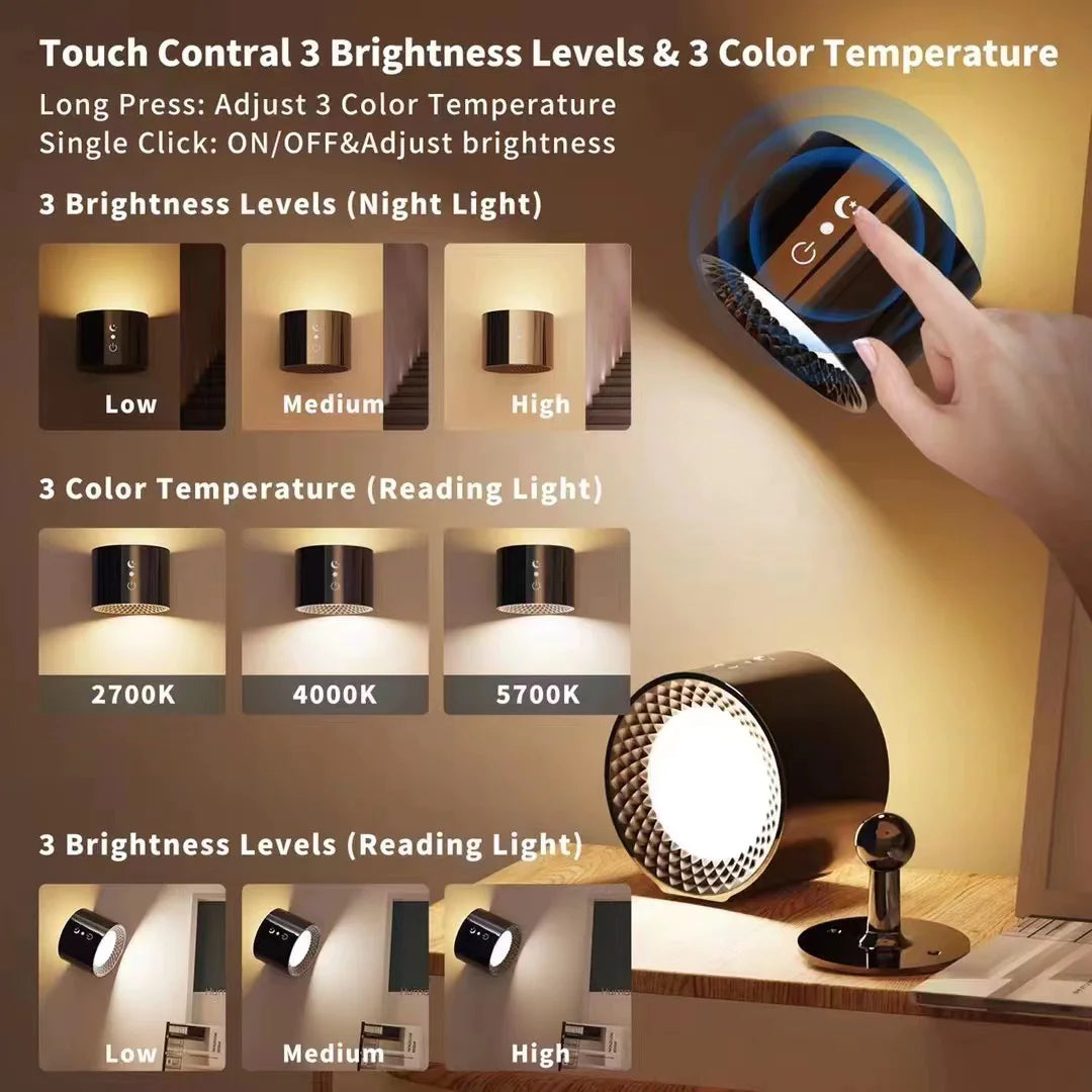 Double-Headed Magnetic Bedside Night Lamp for Eye Protection