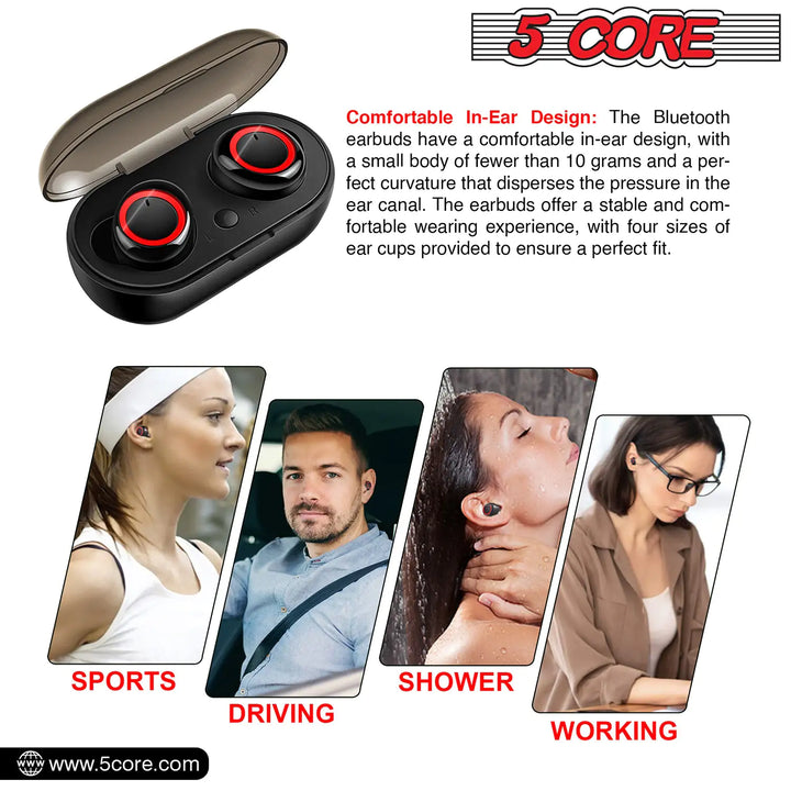 5 Core Wireless Ear Buds Mini Bluetooth Earbud Headphones