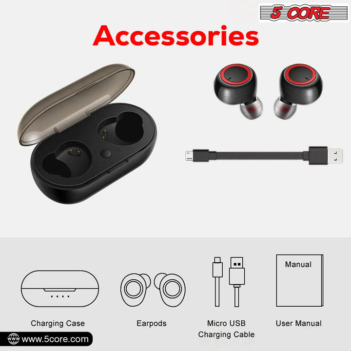 5 Core Wireless Ear Buds Mini Bluetooth Earbud Headphones